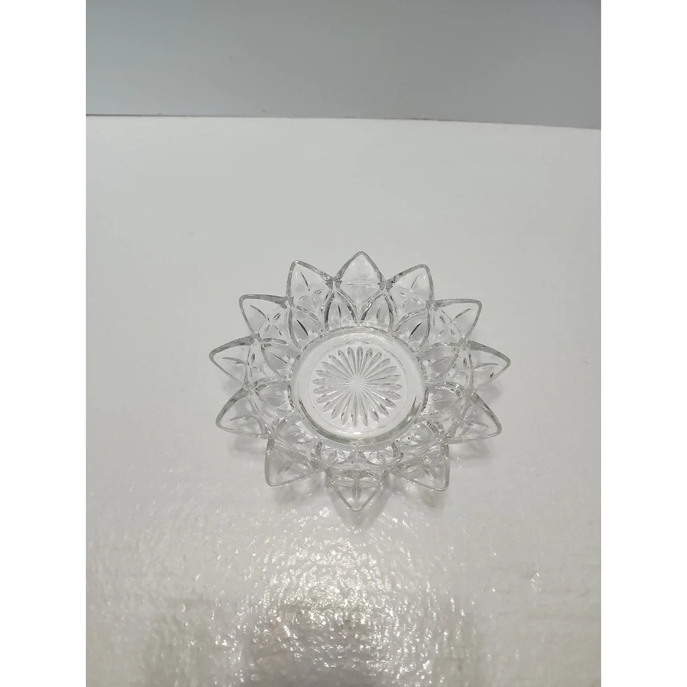 Vintage Federal Glass Co clear glass flower petal Star shaped candy or nut dish